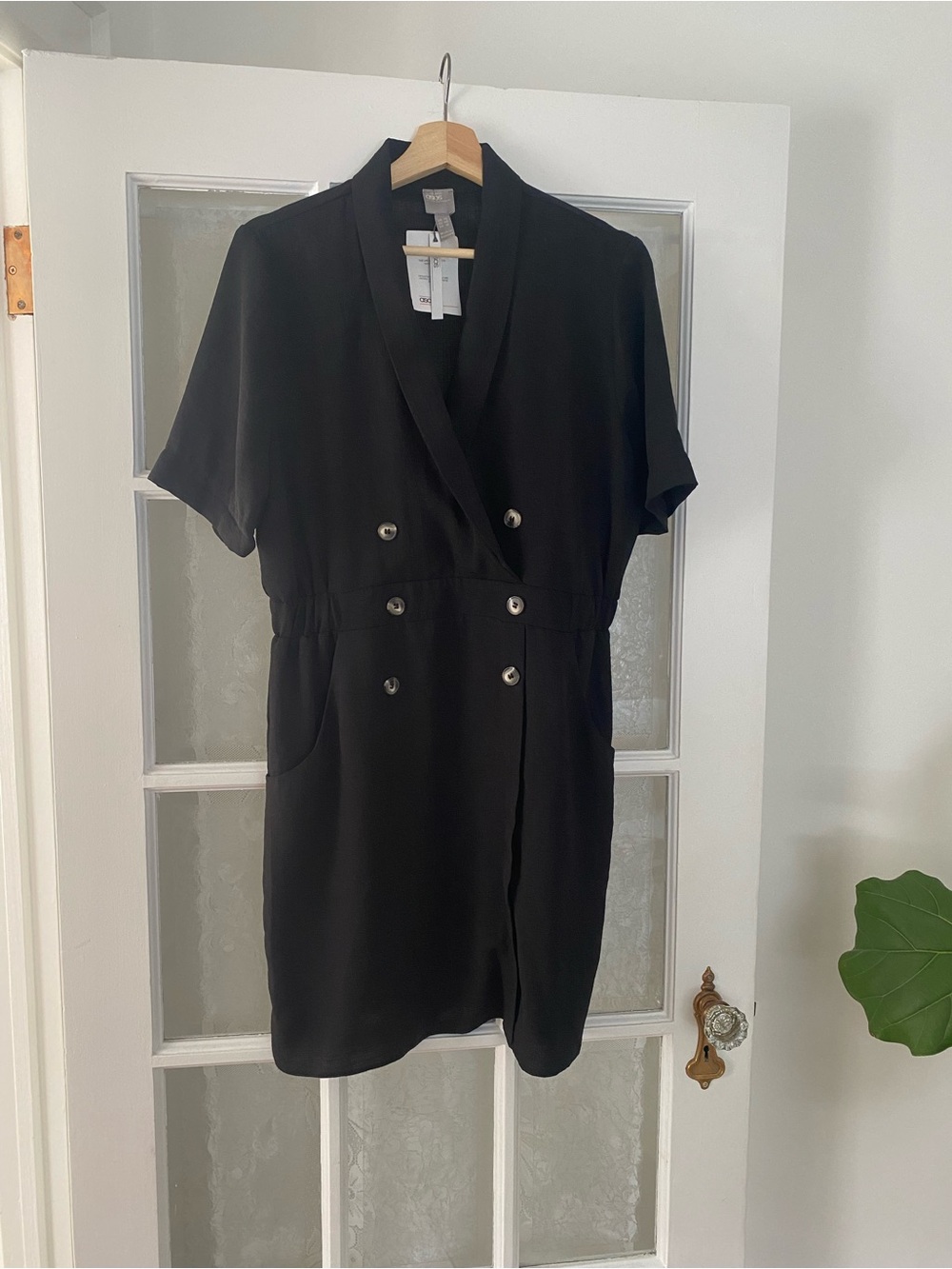 ASOS Black Double-Breasted Short Sleeve Mini Dress